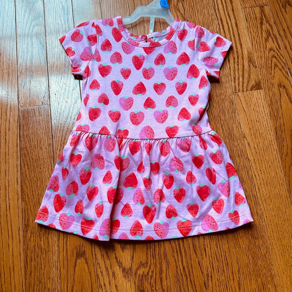 Strawberry Print Pink Kids Dress